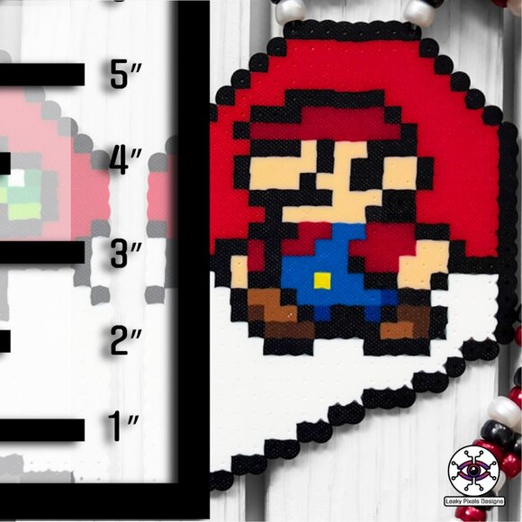 Yoshi and Mario Heart Perler Necklaces - Picture 6 of 6